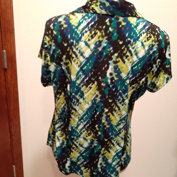CATO Black, Turquoise, Green Women's Top Blouse Shirt - Size Large - Picture 4 of 5